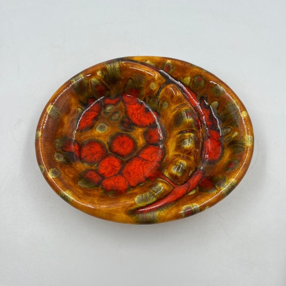 Vintage Splatter Painted Handmade Glazed Ceramic Ash Tray Cottage Core Boho MCM - Picture 2 of 11